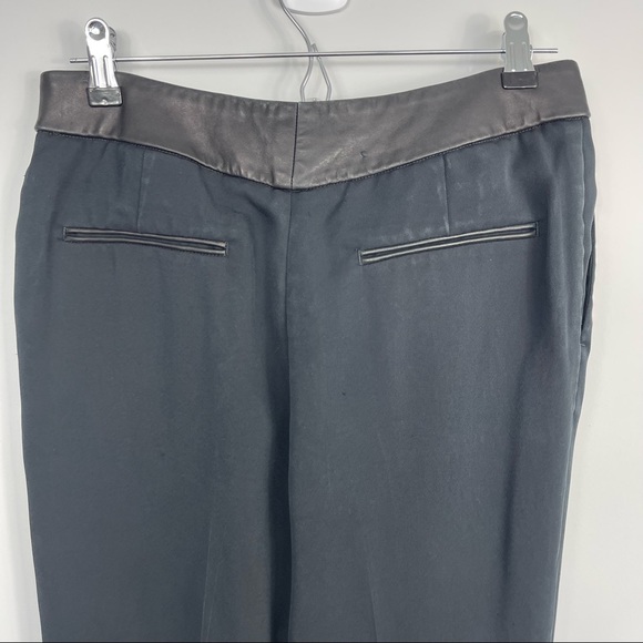 Rag & Bone Mo Genuine Leather Waistband Work Crape Dress Pants Trousers Black 2 - Picture 12 of 16